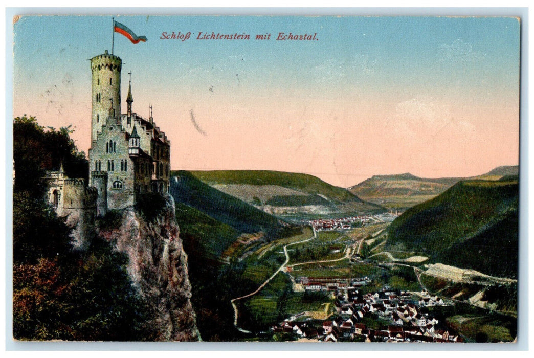 1913 Lichtenstein Castle With Echaz Valley Germany Posted Antique Postcard