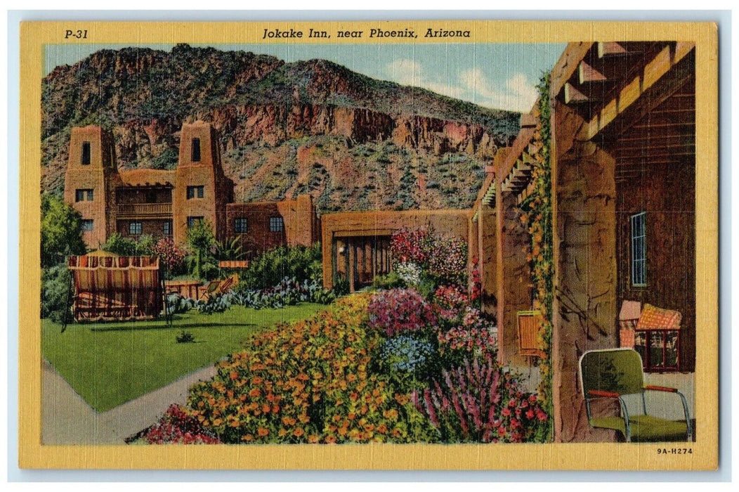 c1940 Jokake Inn Winter Resort Hotel Desert Sunny Side Phoenix Arizona Postcard