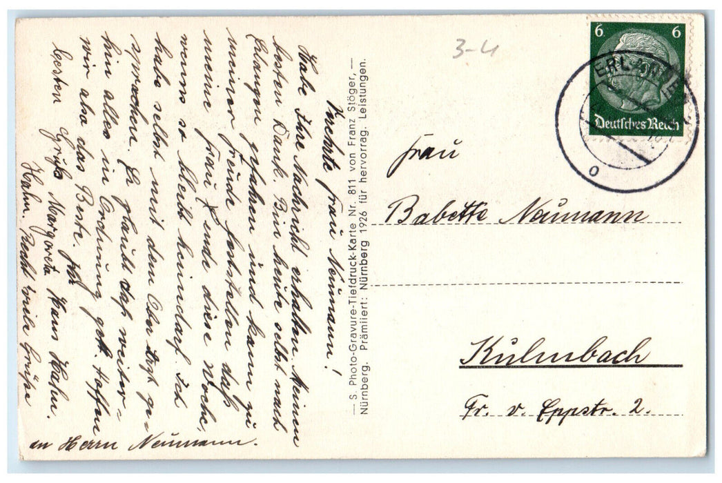 c1940's University Women's Clinic in Erlangen Bavaria Germany Postcard