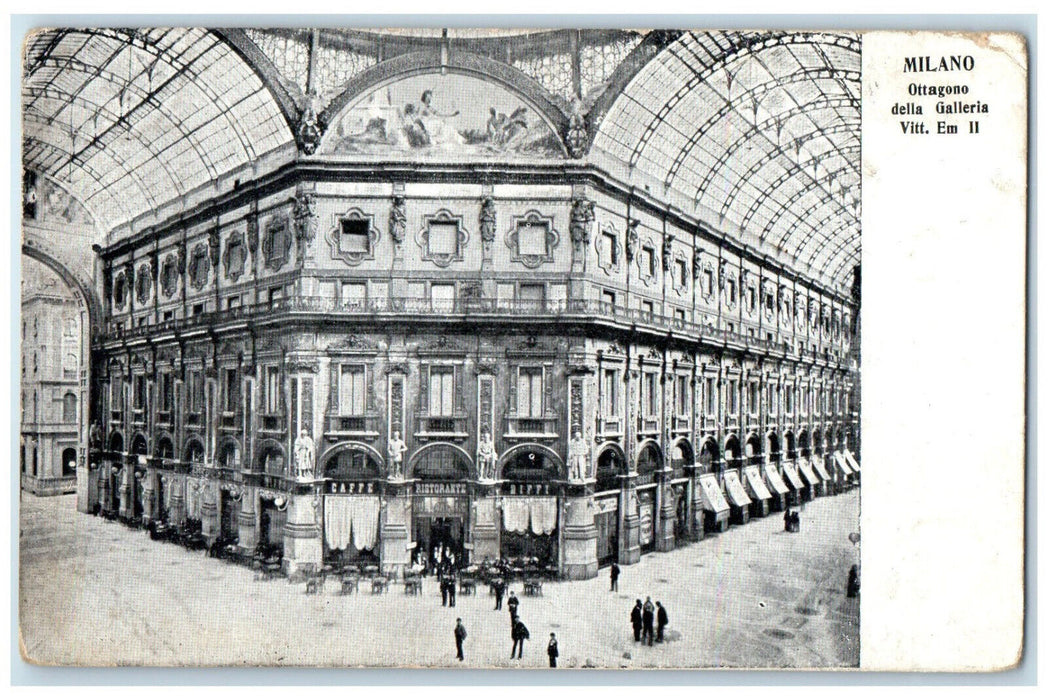 1907 Octagon of the Galleria Vitt. In Milan Italy Posted Antique Postcard