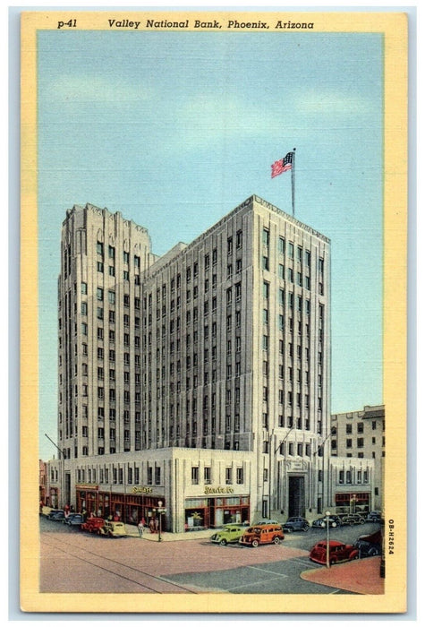 c1940 Valley National Bank Exterior Building Capital Phoenix Arizona AZ Postcard