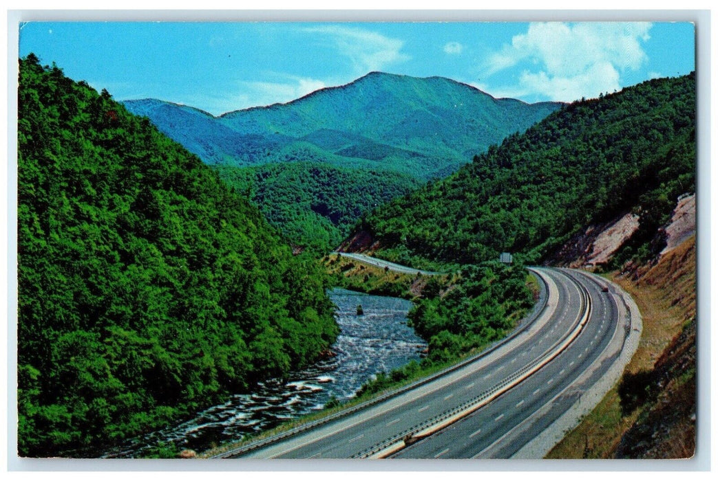 1971 Interstate 40 Pigeon River Eastern End Great Smoky Mountains Park Postcard