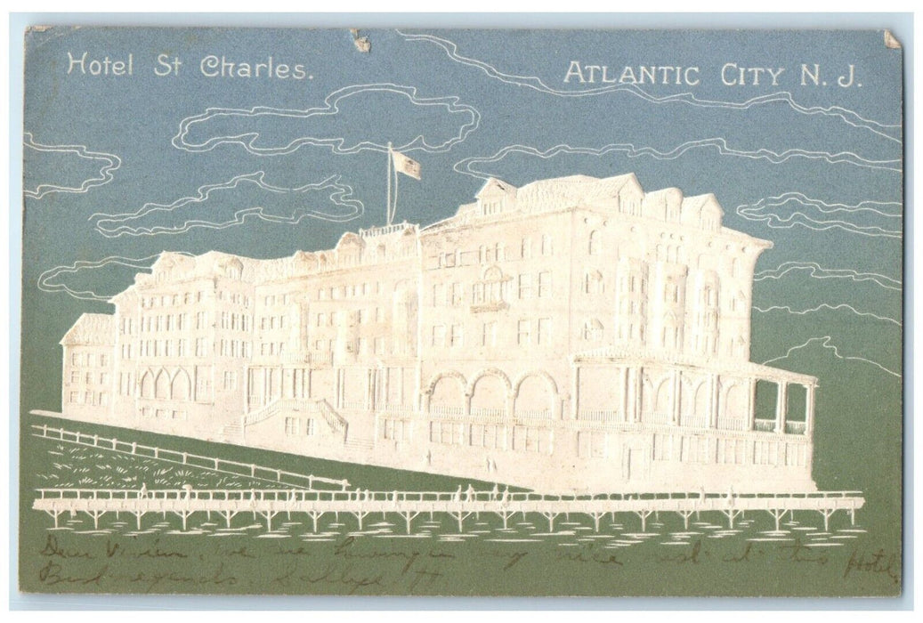 1910 Hotel St Charles Building Embossed Atlantic City New Jersey Posted Postcard