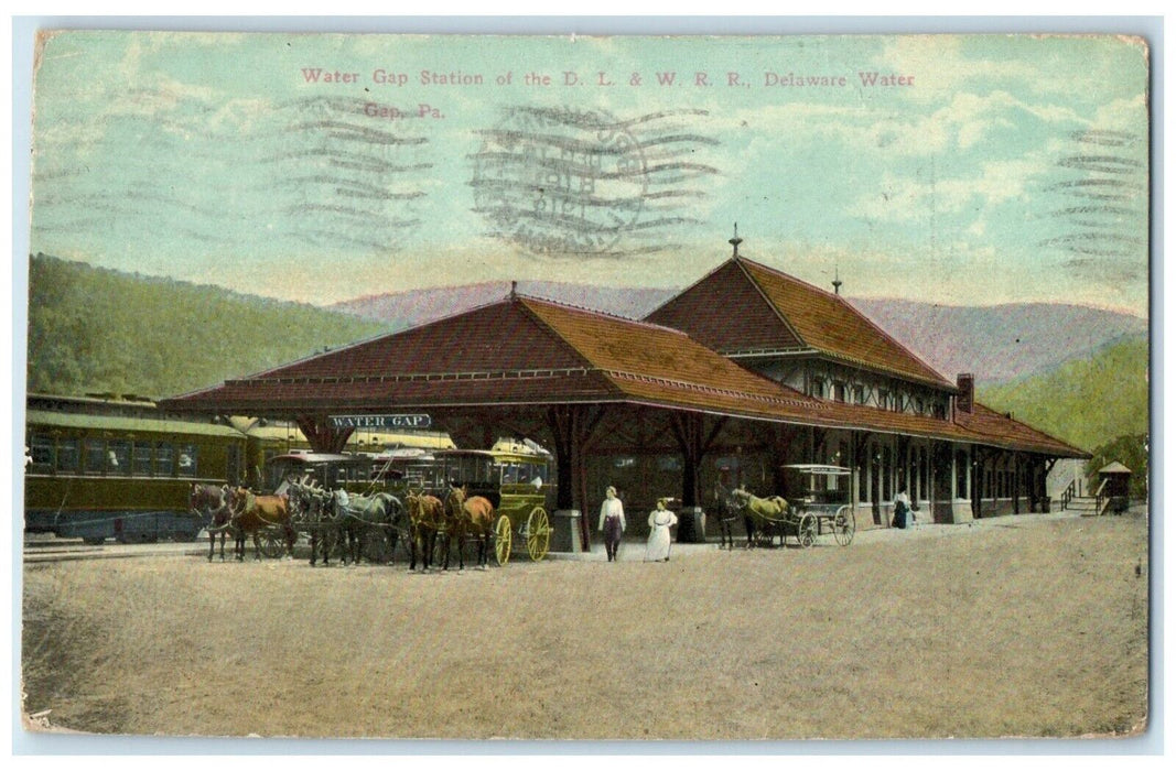 1918 Water Gap Station D. L. W. R. R. Delaware Water Gap Pennsylvania Postcard