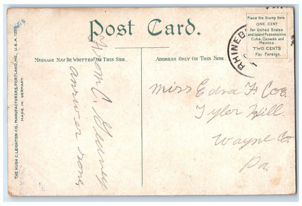 c1910 Ferry Boat Transport Leaving Rondout Kingston New York NY Antique Postcard