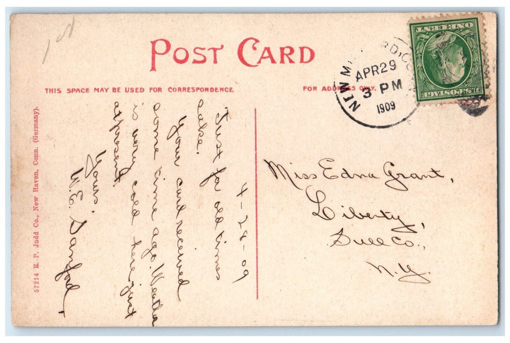1909 RR Station Youngs Hotel Building New Milford Connecticut CT Posted Postcard