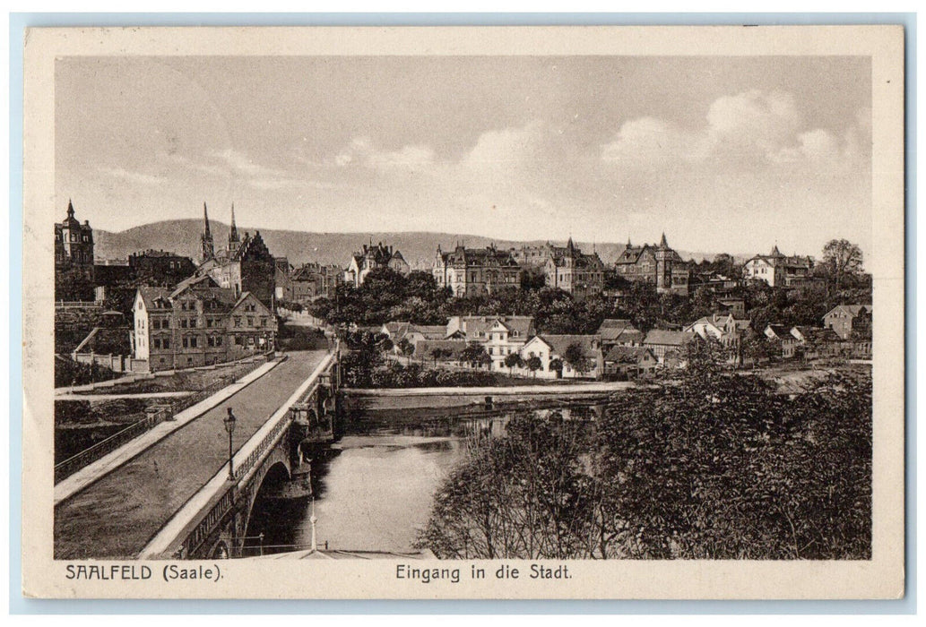 1925 Entrance To The City Of Saalfeld (Saale) Germany Vintage Postcard