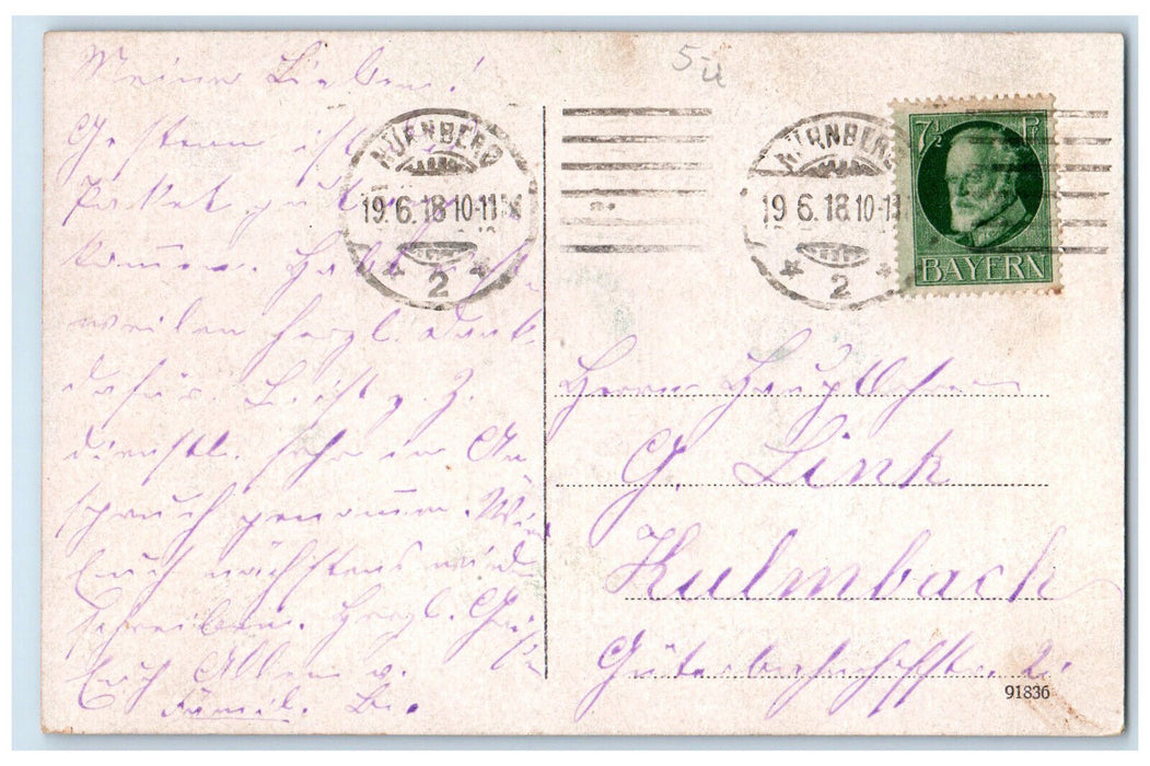 1918 View of Hans-Sachs-Wohnhaus Nuremberg Germany Posted Antique Postcard