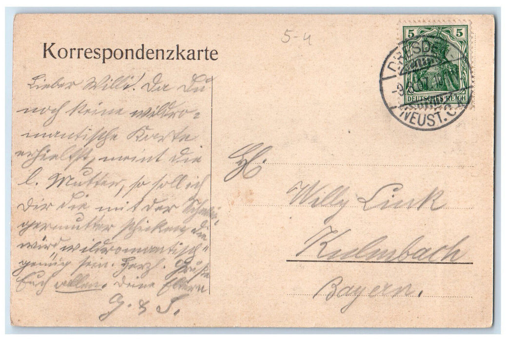 1907 The Small Family on a Boat Edmundsklamm Bohm Switzerland Postcard