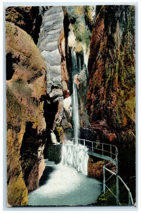 c1910 Water Falls Scene Partnach Gorge Bavaria Germany Posted Antique Postcard