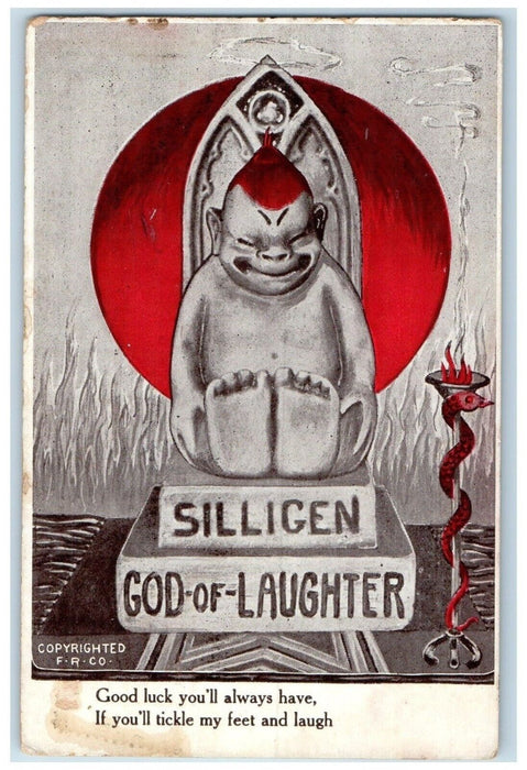 1909 Silligen God Of Laughter Billiken Humor Kansas City Missouri MO Postcard