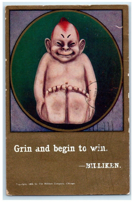 1909 Billiken Grin And Begin To Win Omaha Nebraska NE Posted Antique Postcard