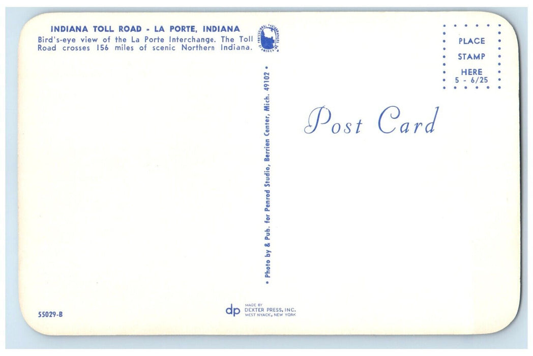 c1960 Indiana Toll Road Toll Scenic Northern Indiana La Porte Indiana Postcard