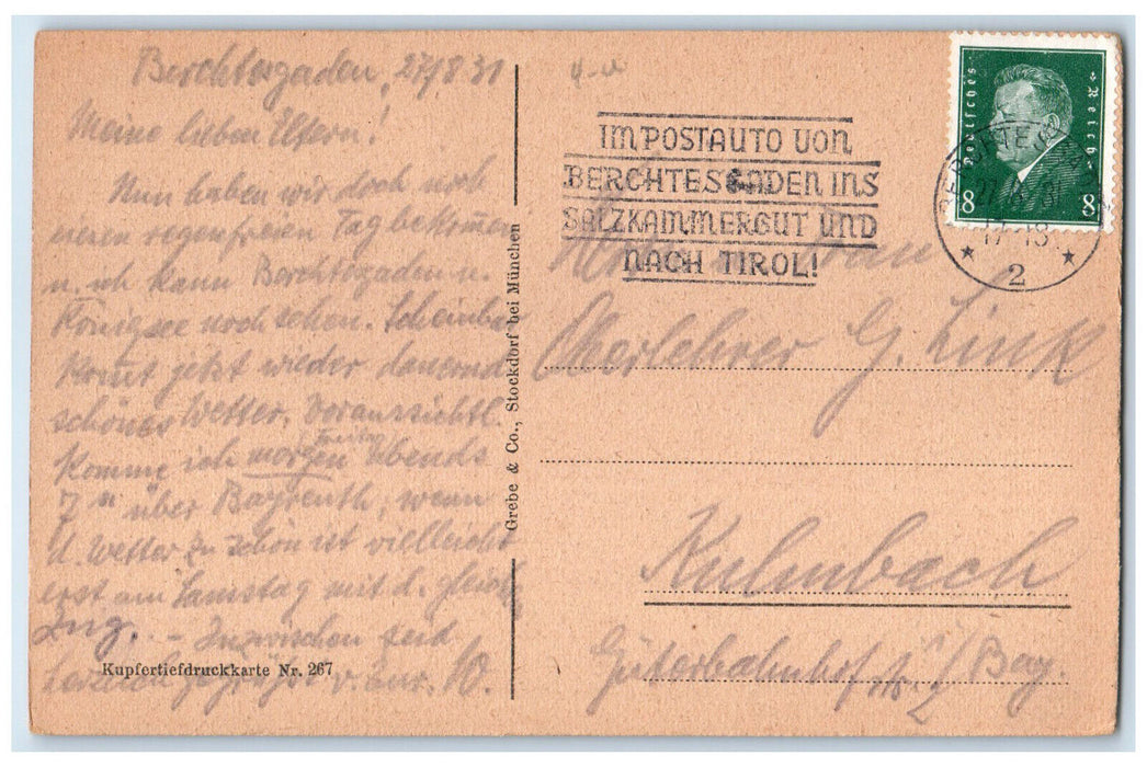 1931 Saint Bartholomew's Church Schönau am Königsee Germany Postcard