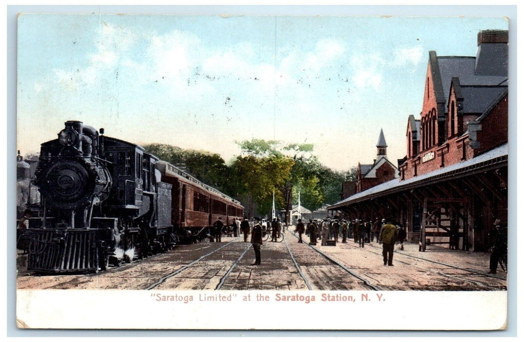 1910 Saratoga Limited Locomotive Train Saratoga Station New York Posted Postcard