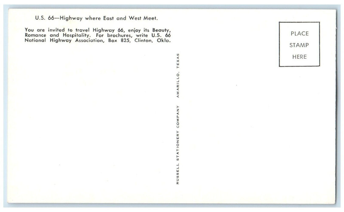 c1960 Travel Will Rogers Highway Miles Four-Lane Map Clinton Oklahoma Postcard