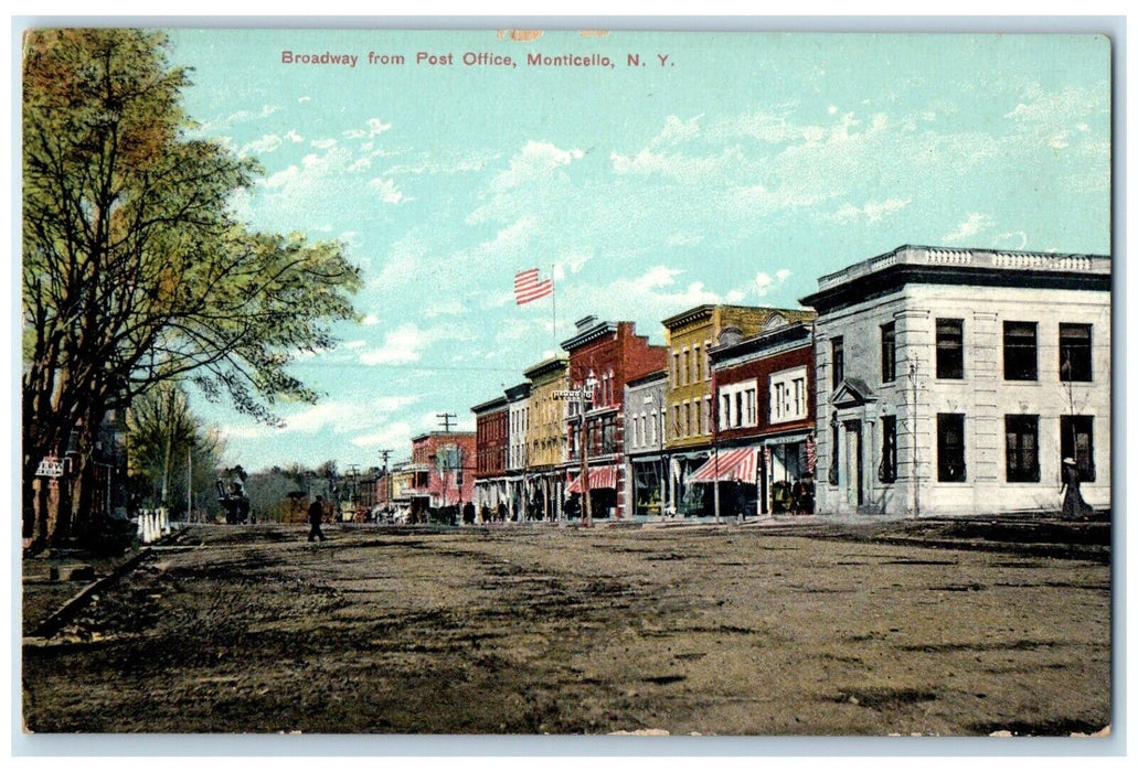 c1910 Broadway Post Office Building Road Monticello New York NY Antique Postcard