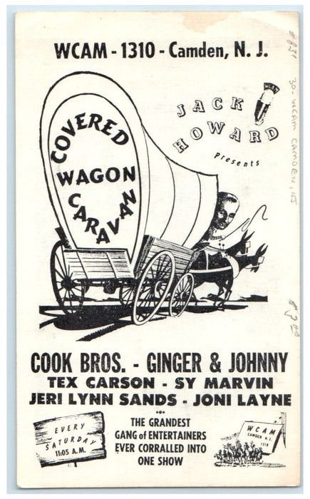 Ginger And Johnny Covered Wagon Caravan WCAM Camden New Jersey NJ Postcard