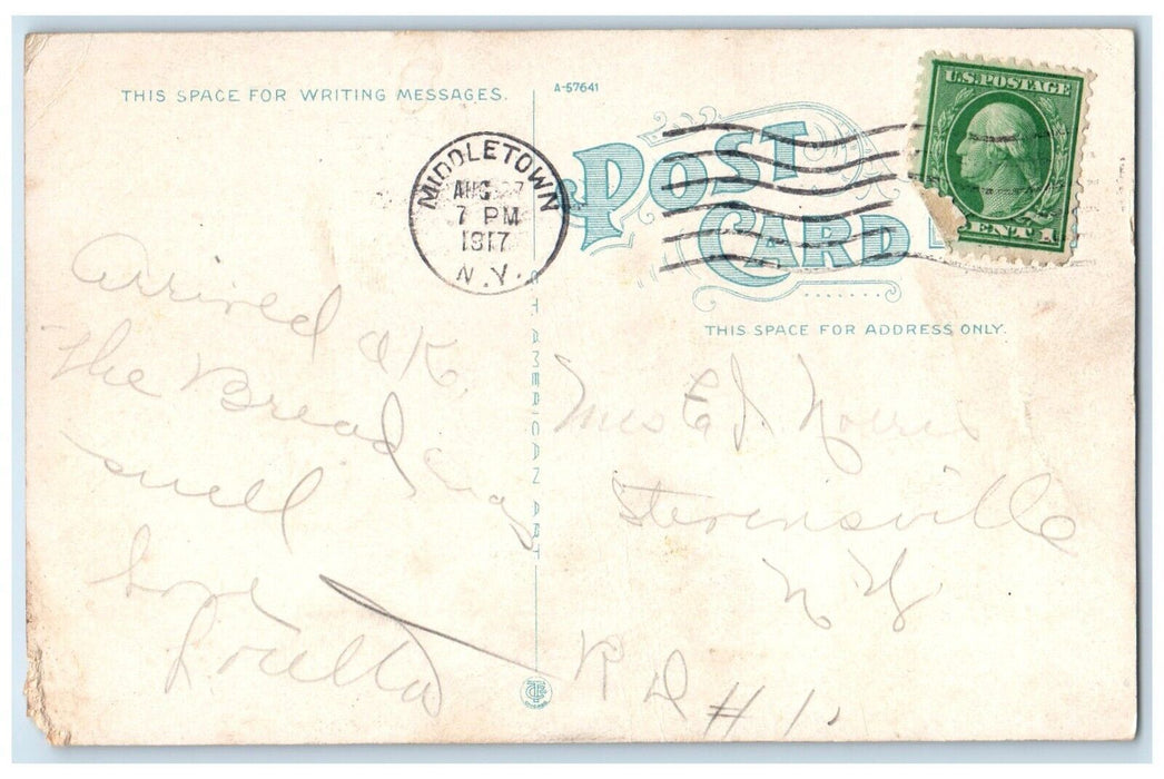 1917 Trolley Bridge Walkill River Midway Park Middletown New York NY Postcard