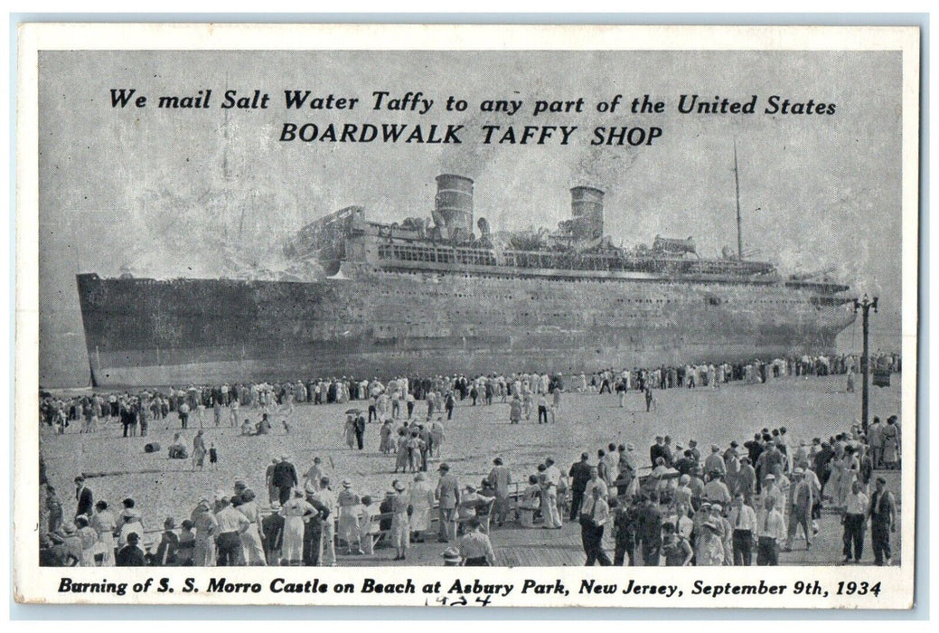 c1910 Barning SS Morro Castle Beach Steamer Ship Asbury Park New Jersey Postcard