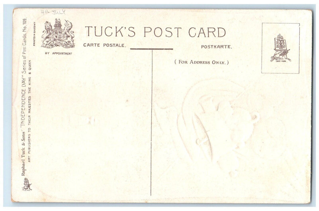 Fourth Of July Independence Hall And Liberty Bell Tuck's Embossed Postcard