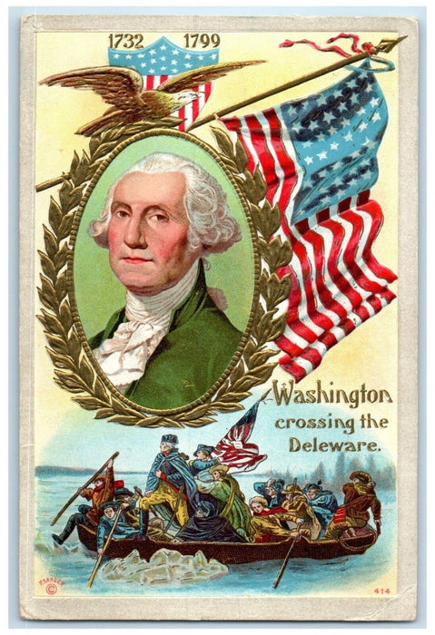 1910 George Washington Crossing The Delaware Embossed St. Louis MO Postcard