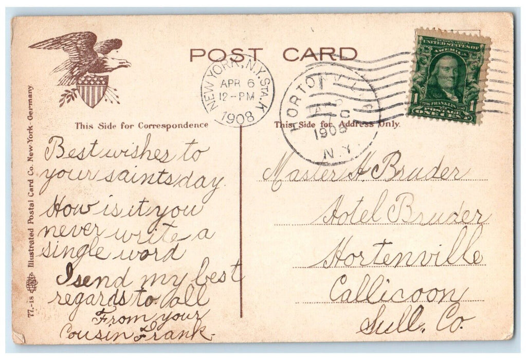 1908 Wakauhi-Napa Comes Out Holy Indian Chief New York City New York NY Postcard