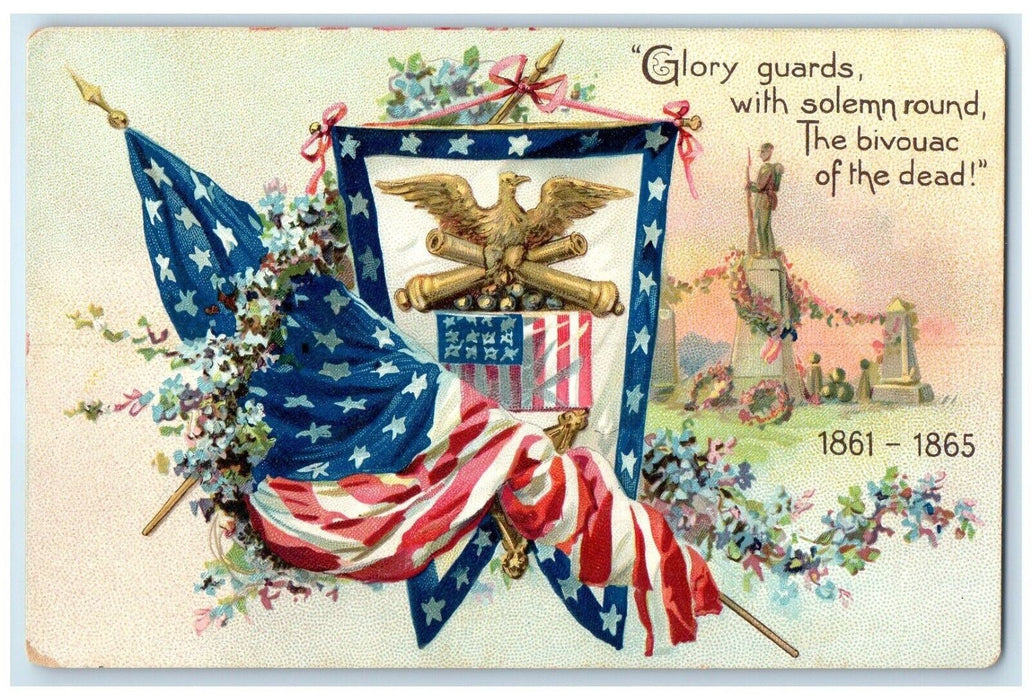 c1910's Decoration Day Glory Guards With Solemn Round Patriotic Tuck's Postcard