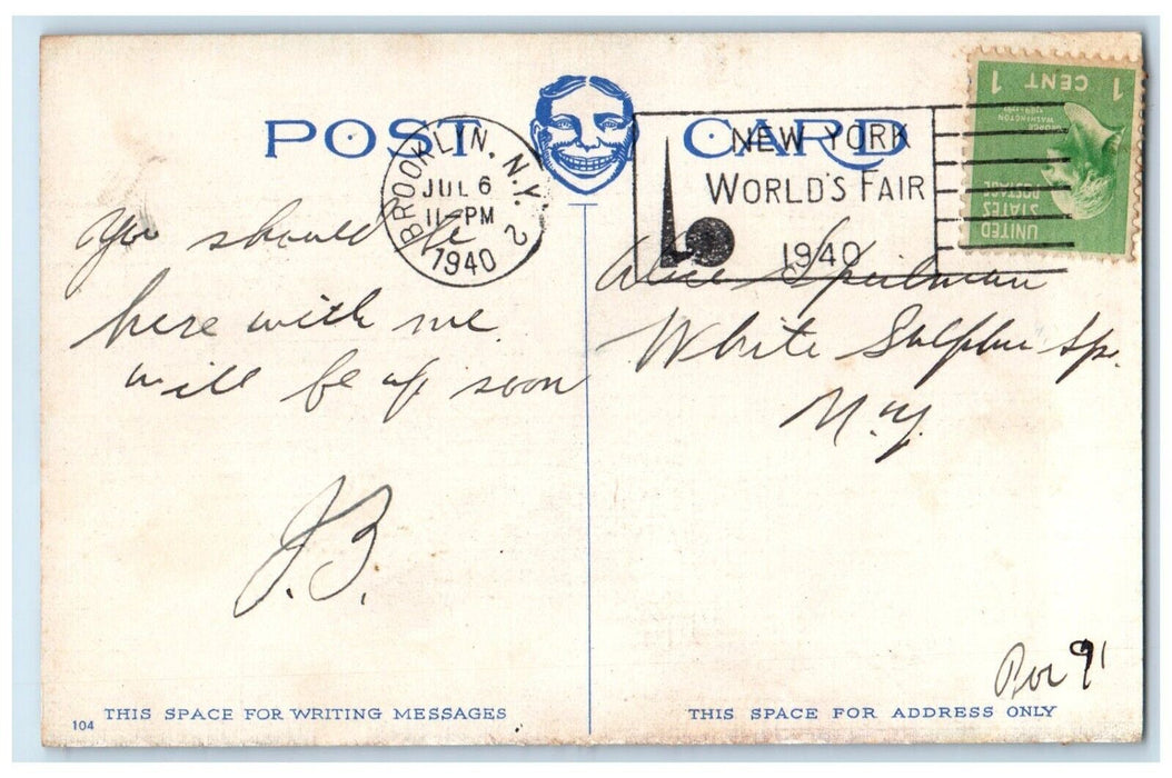 1940 Ferris Wheel Sunken Garden Steeplechase Park Coney Island New York Postcard