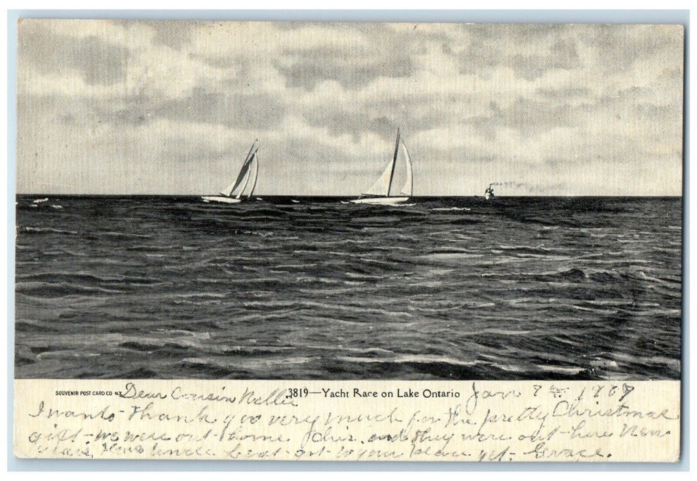 1907 Yacht Race Sailboat Sea Boat Lake Ontario Canada Vintage Antique Postcard