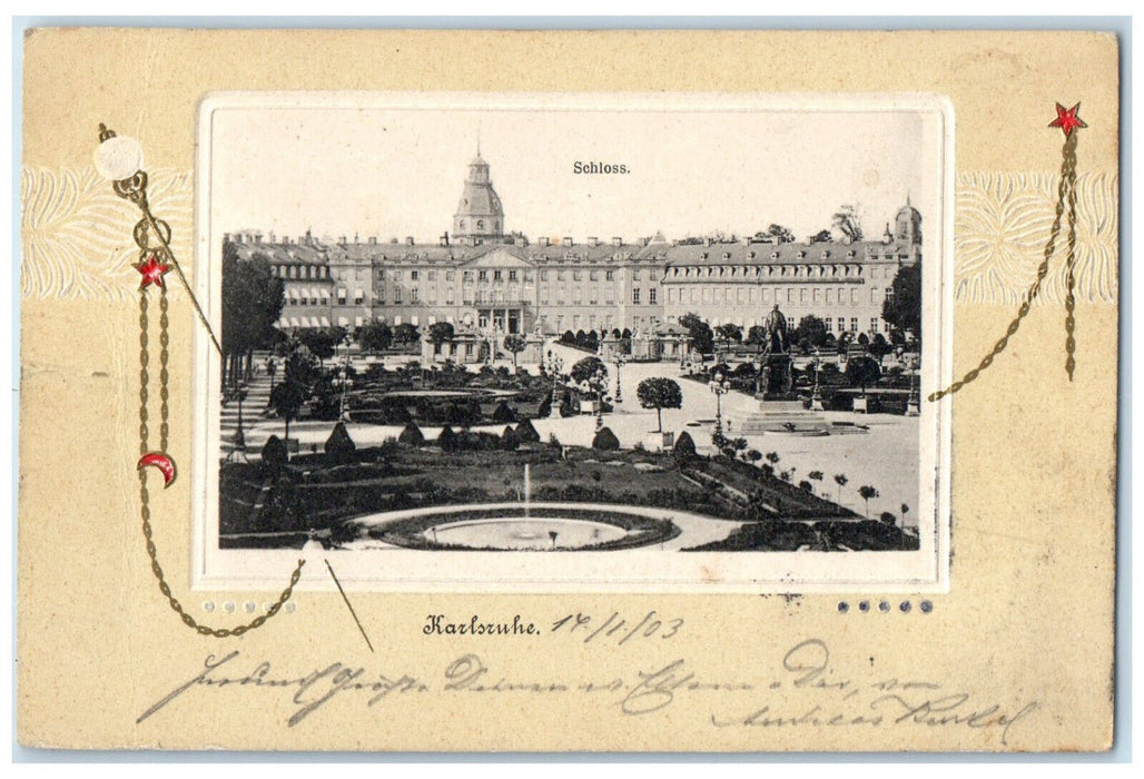 1903 View of Castle at Karlsruhe Baden-Württemberg Germany Posted Postcard