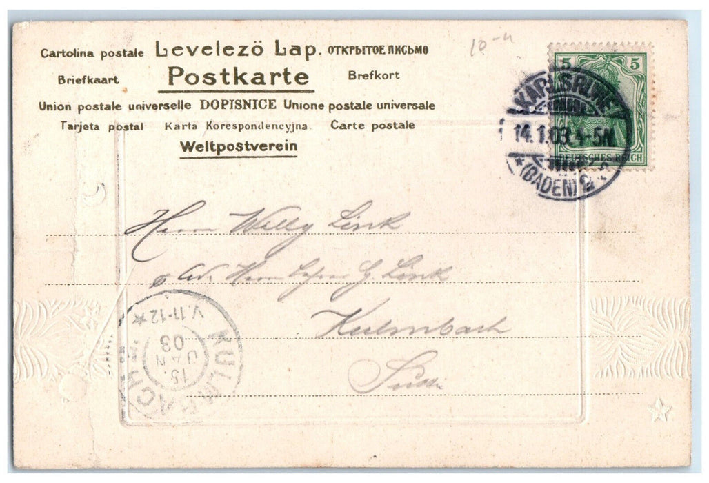 1903 View of Castle at Karlsruhe Baden-Württemberg Germany Posted Postcard