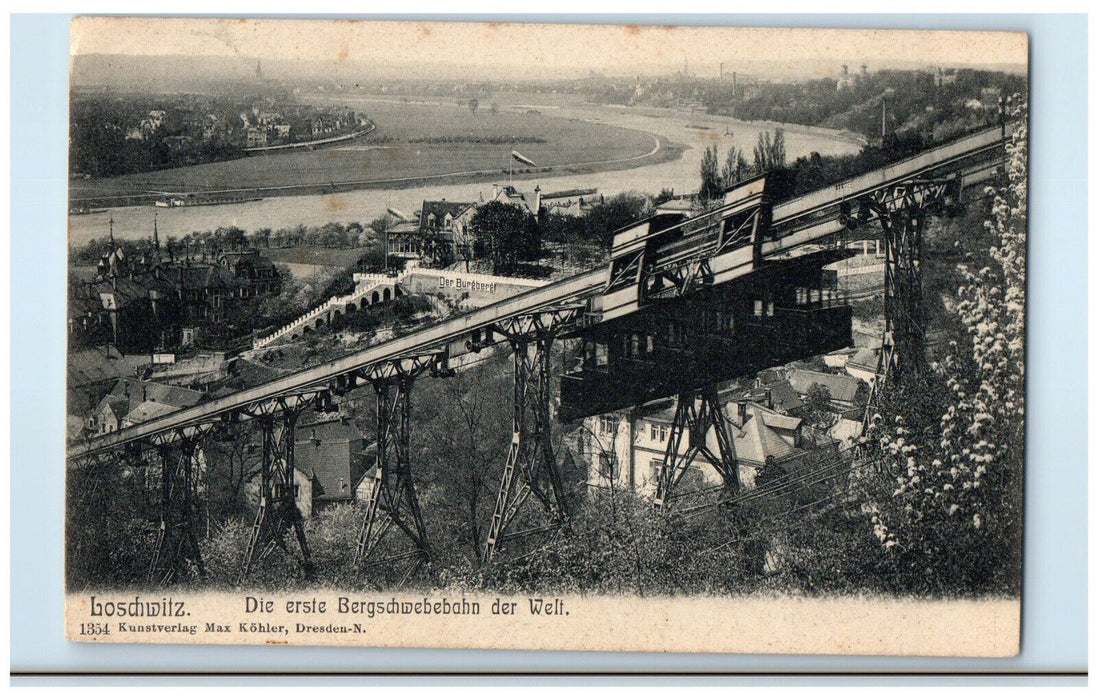 1907 The First Mountain Railway in the World Loschwitz Dresden Germany Postcard