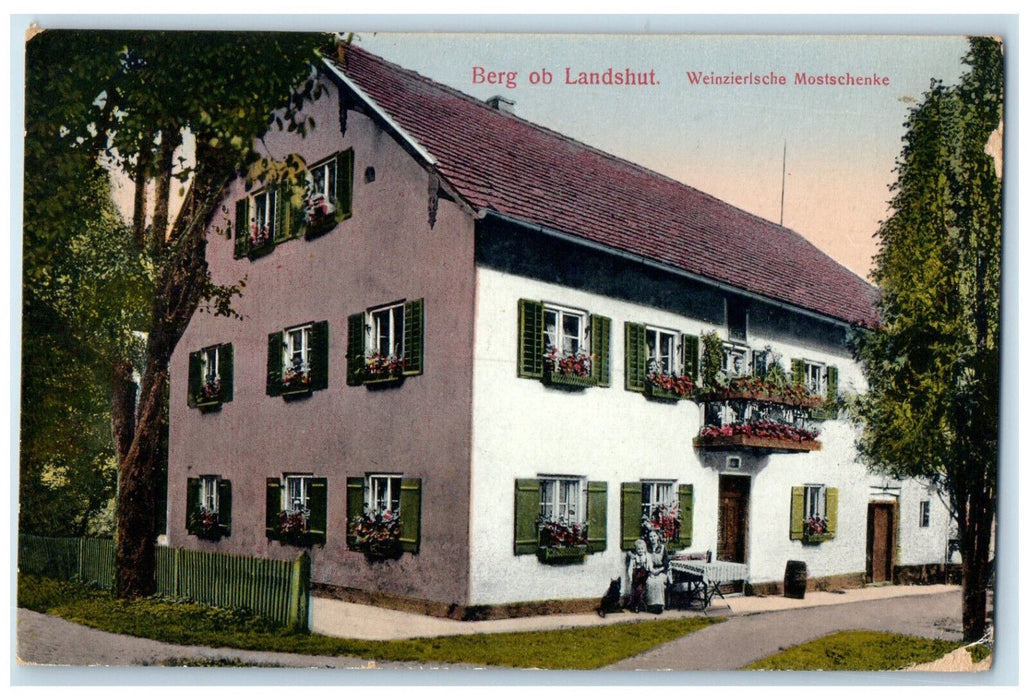 c1910 Weinzierlsche Mostschenke Berg above Landshut Germany Postcard