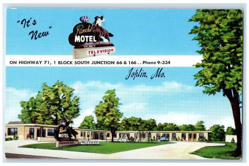 c1950's Rancho Motel Roadside Car Joplin Missouri MO Unposted Vintage Postcard