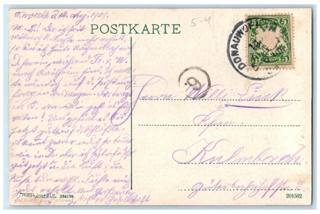 1909 Greetings from Harburg Swabia Bavaria Germany Posted Vintage Postcard