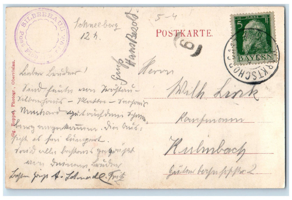 c1910 Greetings from the Silberhaus Fitchtel Mountains Germany Postcard