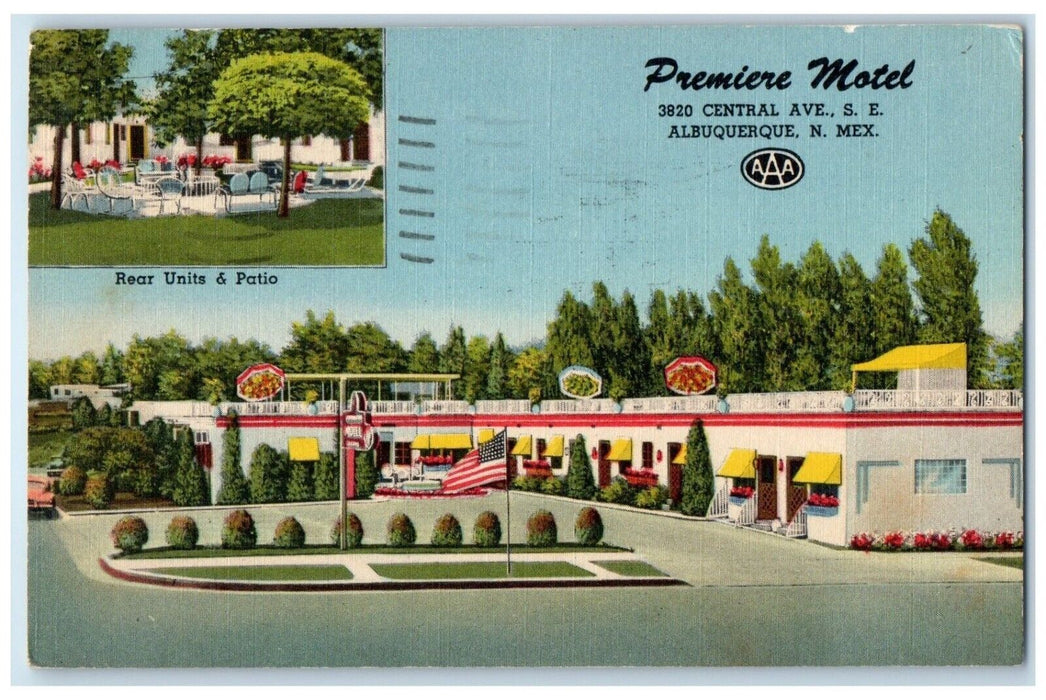 1955 Premiere Motel Rear Units & Patio Albuquerque New Mexico NM Postcard