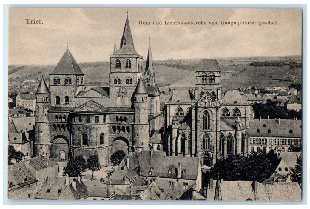 c1910 Church Of Our Lady Seen From Gangolf Tower Trier Germany Postcard