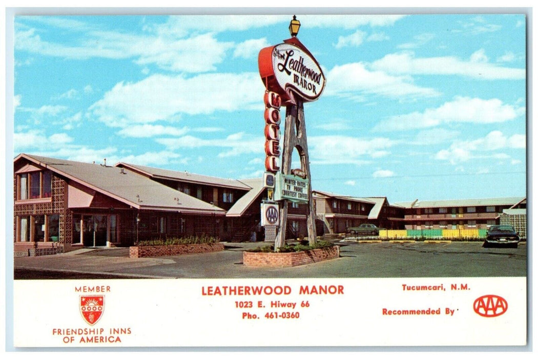 c1960's Leatherwood Manor Cars Roadside Tucumcari New Mexico NM Vintage Postcard