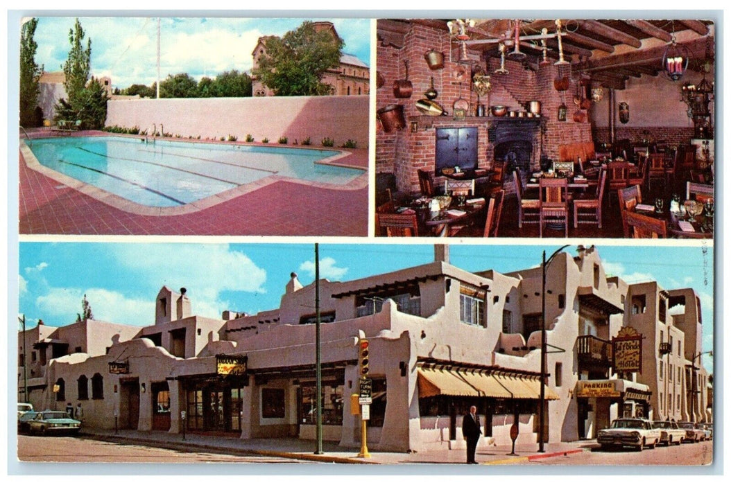 c1950's La Fonda Hotel Cars Roadside Santa Fe New Mexico NM Vintage Postcard