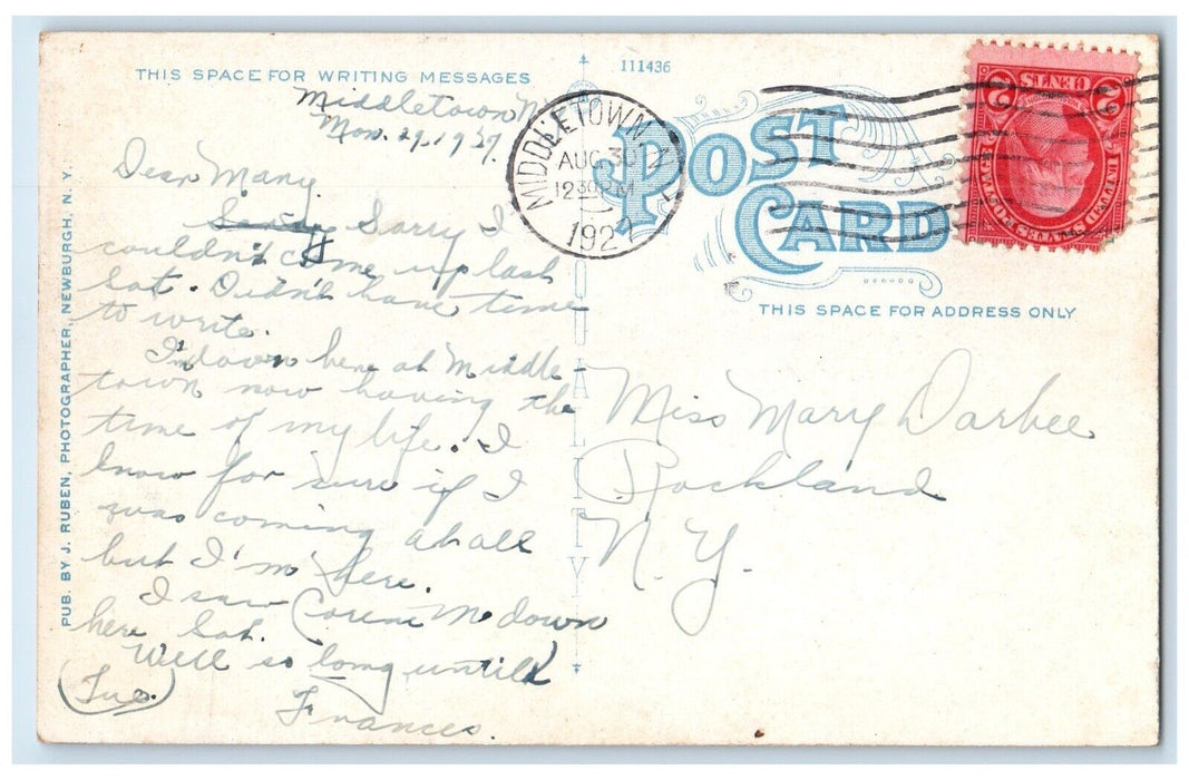 1927 North Street Classic Cars Buildings Middletown New York NY Antique Postcard