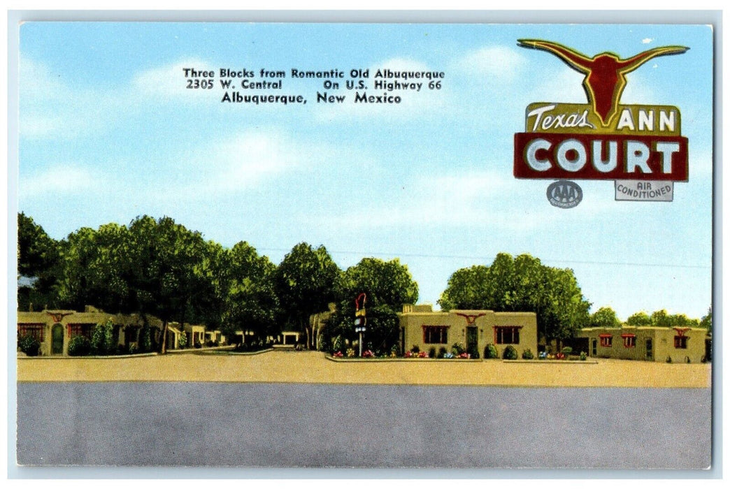 c1960's Texas Inn Court Motel Albuquerque New Mexico NM Vintage Postcard