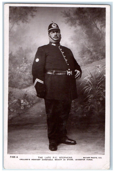 1908 The Late PC Stephens England's Heaviest Constable RPPC Photo Postcard