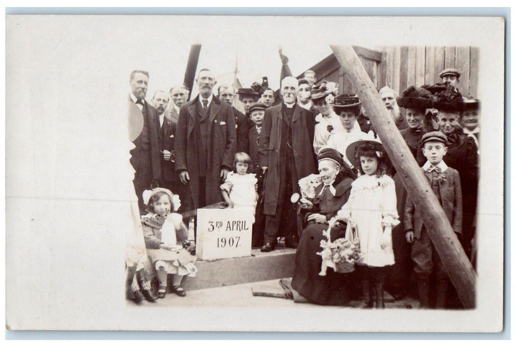 1907 Laying Foundation Stone England United Kingdom RPPC Photo Antique Postcard