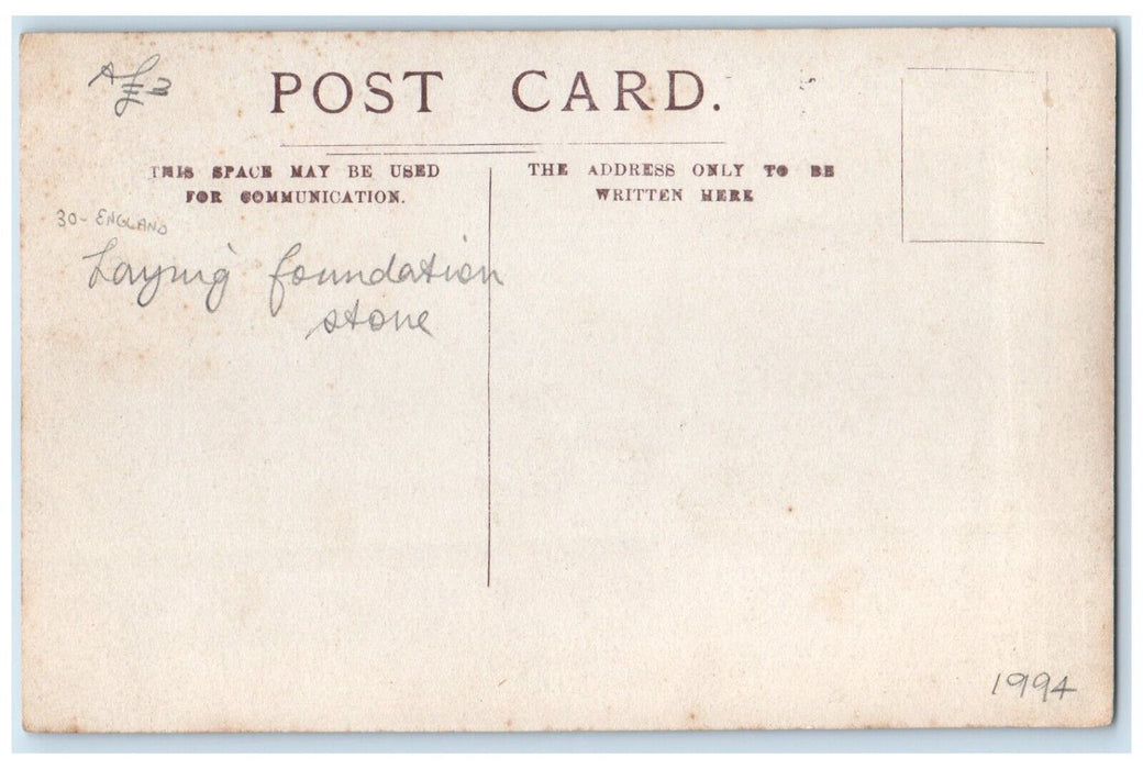 1907 Laying Foundation Stone England United Kingdom RPPC Photo Antique Postcard