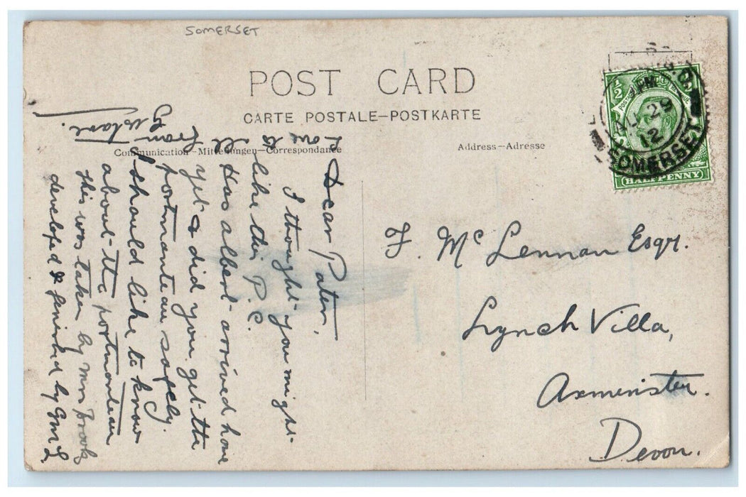 1912 Boys Hat Somerset England United Kingdom RPPC Photo Antique Postcard