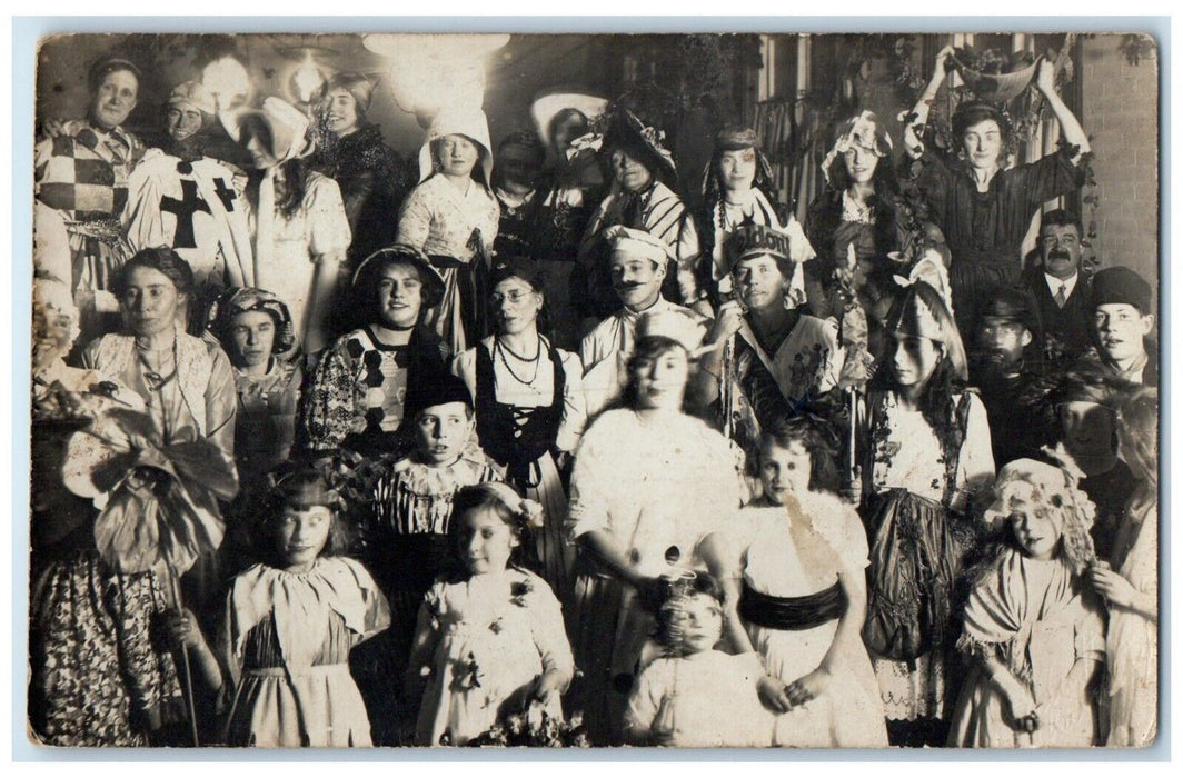 Village In Fancy Costumes Dress Theatre Party United Kingdom RPPC Photo Postcard