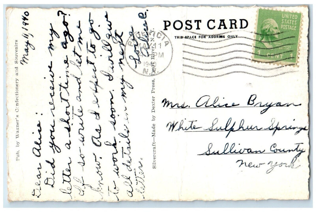1940 Busy Day Main Street Classic Cars Phoenicia New York Linen Posted Postcard