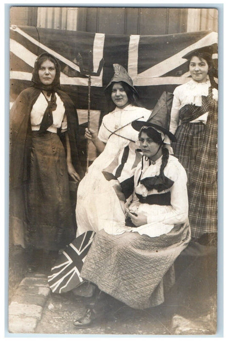 c1910's Girls Custome Theatre England United Kingdom Antique RPPC Photo Postcard